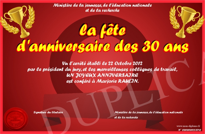 diplome 30 ans